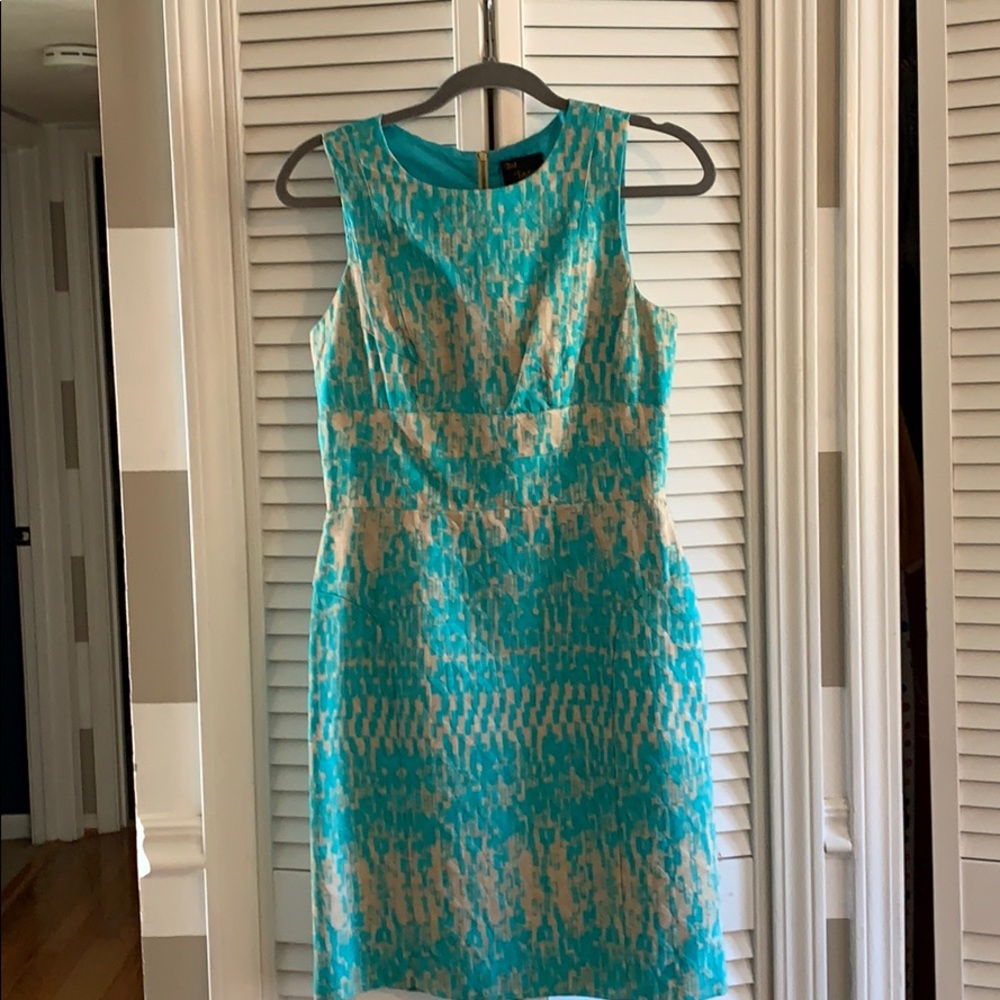 Super chic turquoise & tan structural sheath!